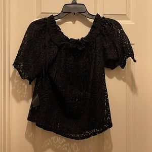 Black lace off the shoulder top